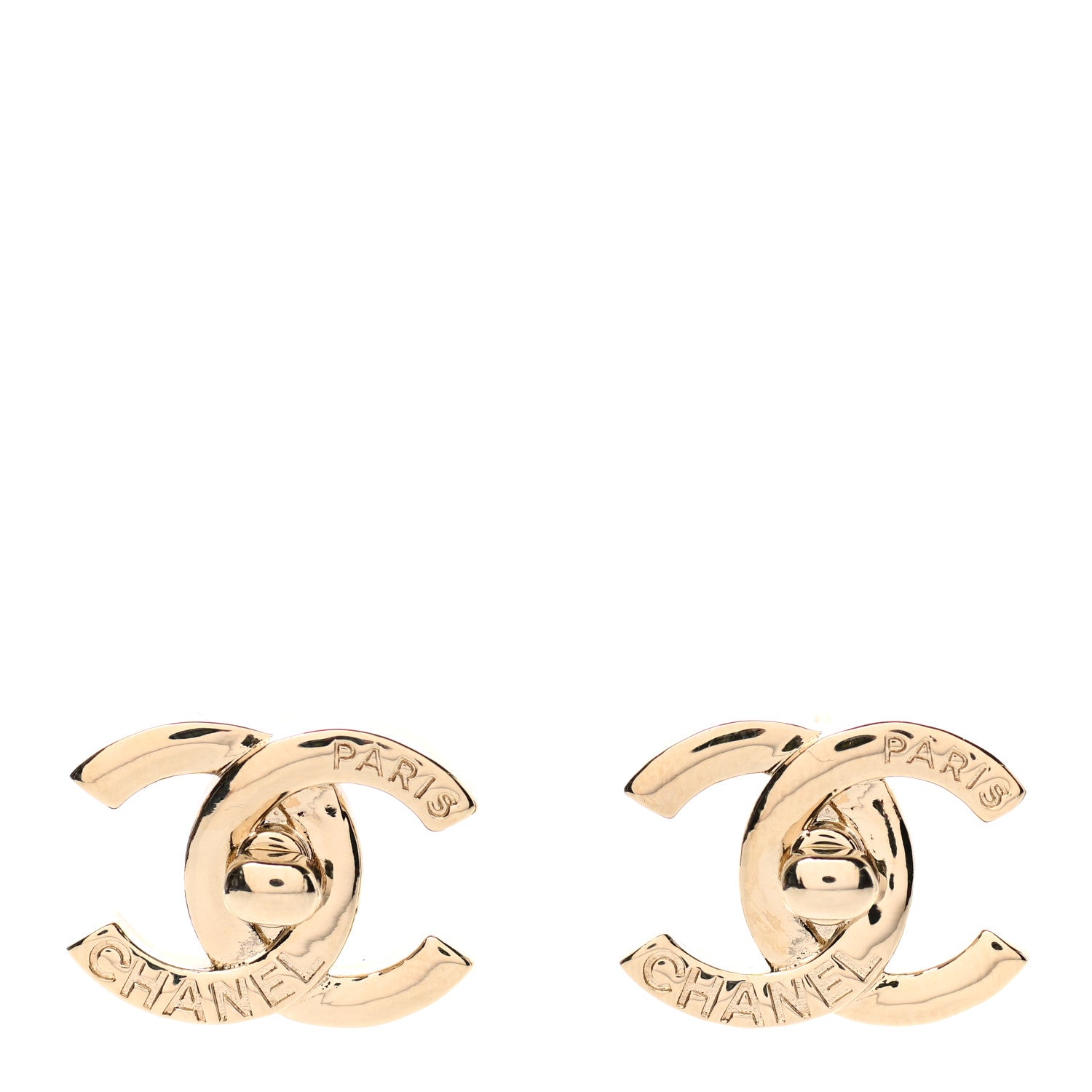 Chanel Metal Logo CC Turnlock Earrings Gold 1 of 5