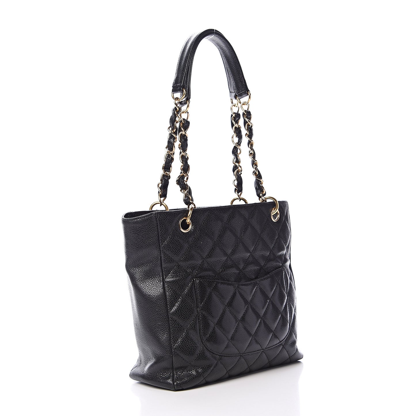 Caviar Quilted Petit Shopping Tote PST Black
