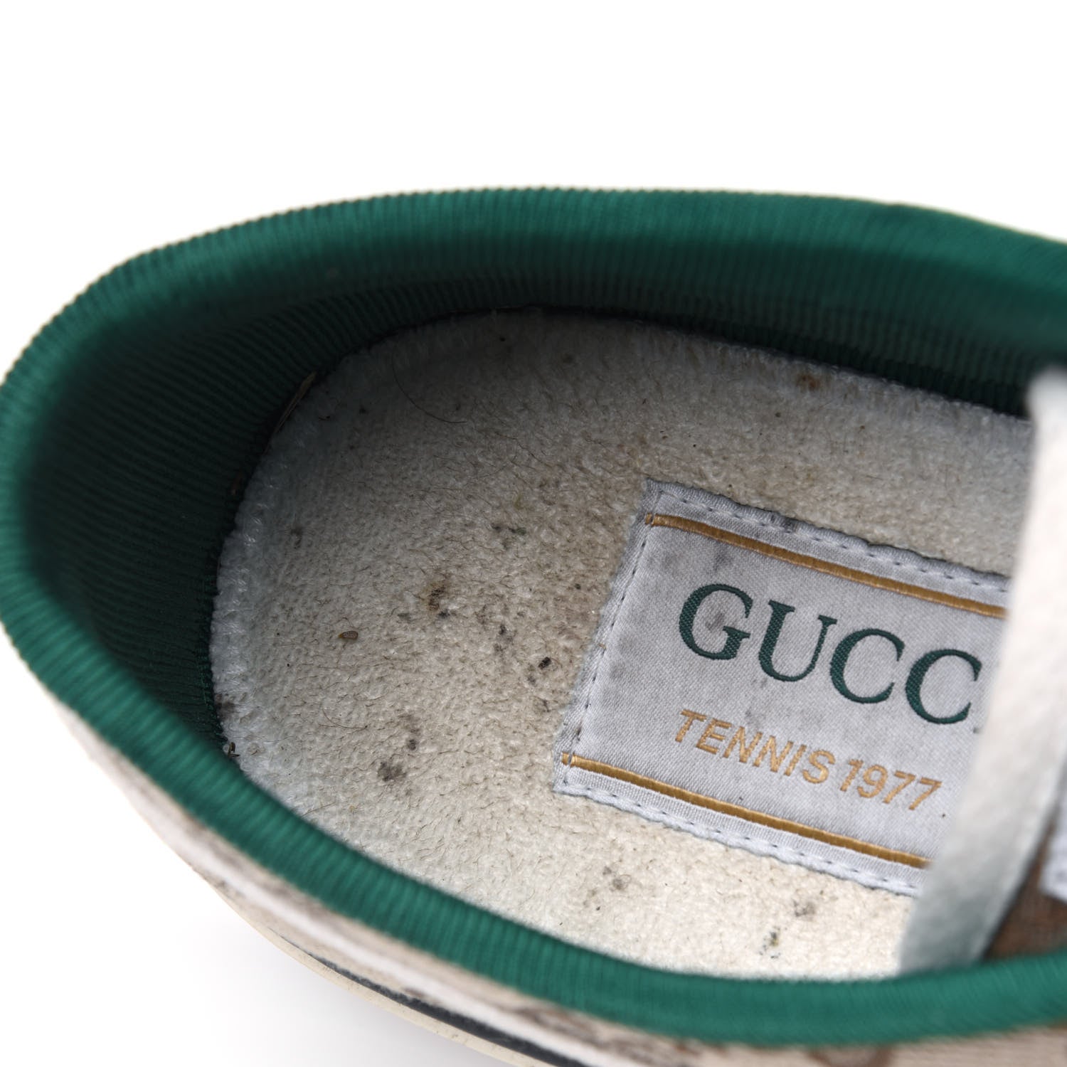 Gucci GG Monogram Web Womens 1977 Tennis Sneakers 38 Beige Ebony Mystic White 16 of 19