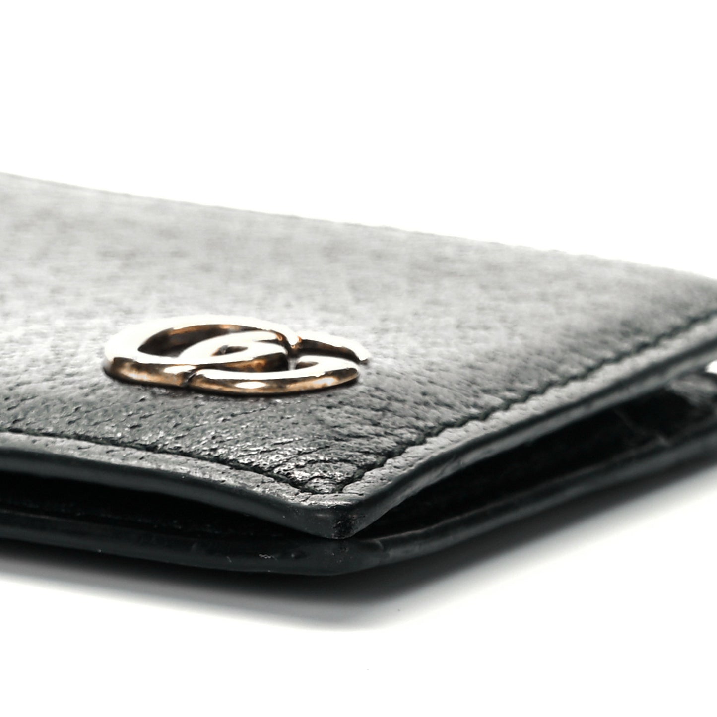 Calfskin Boar Effect GG Marmont Bi-Fold Wallet Black