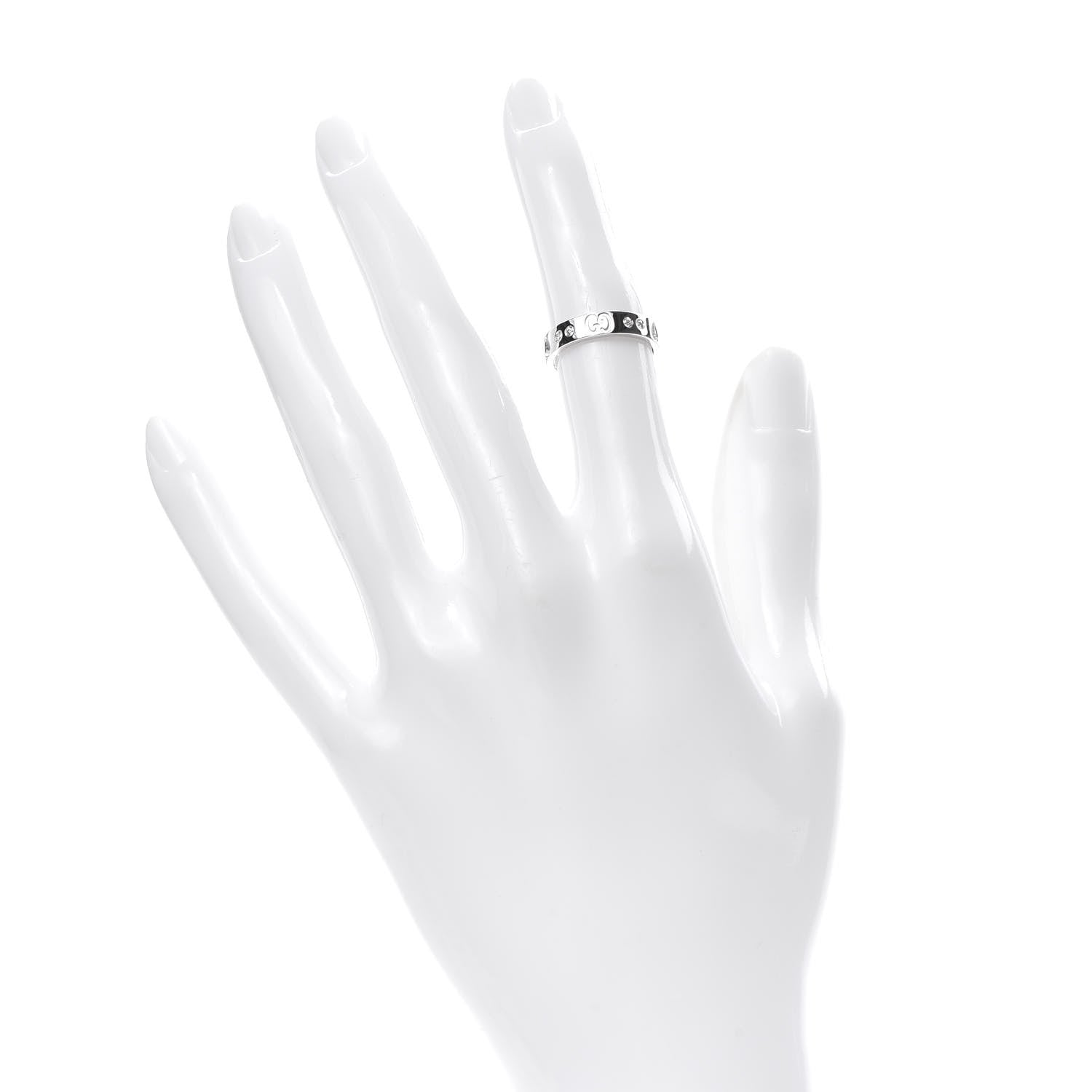 Gucci 18K White Gold Diamond Amor Icon Thin Band Ring 48 4.5 2 of 6