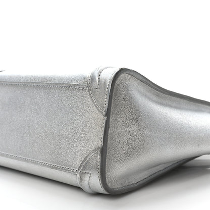 Celine Laminated Lambskin Nano Luggage Silver 9 of 11