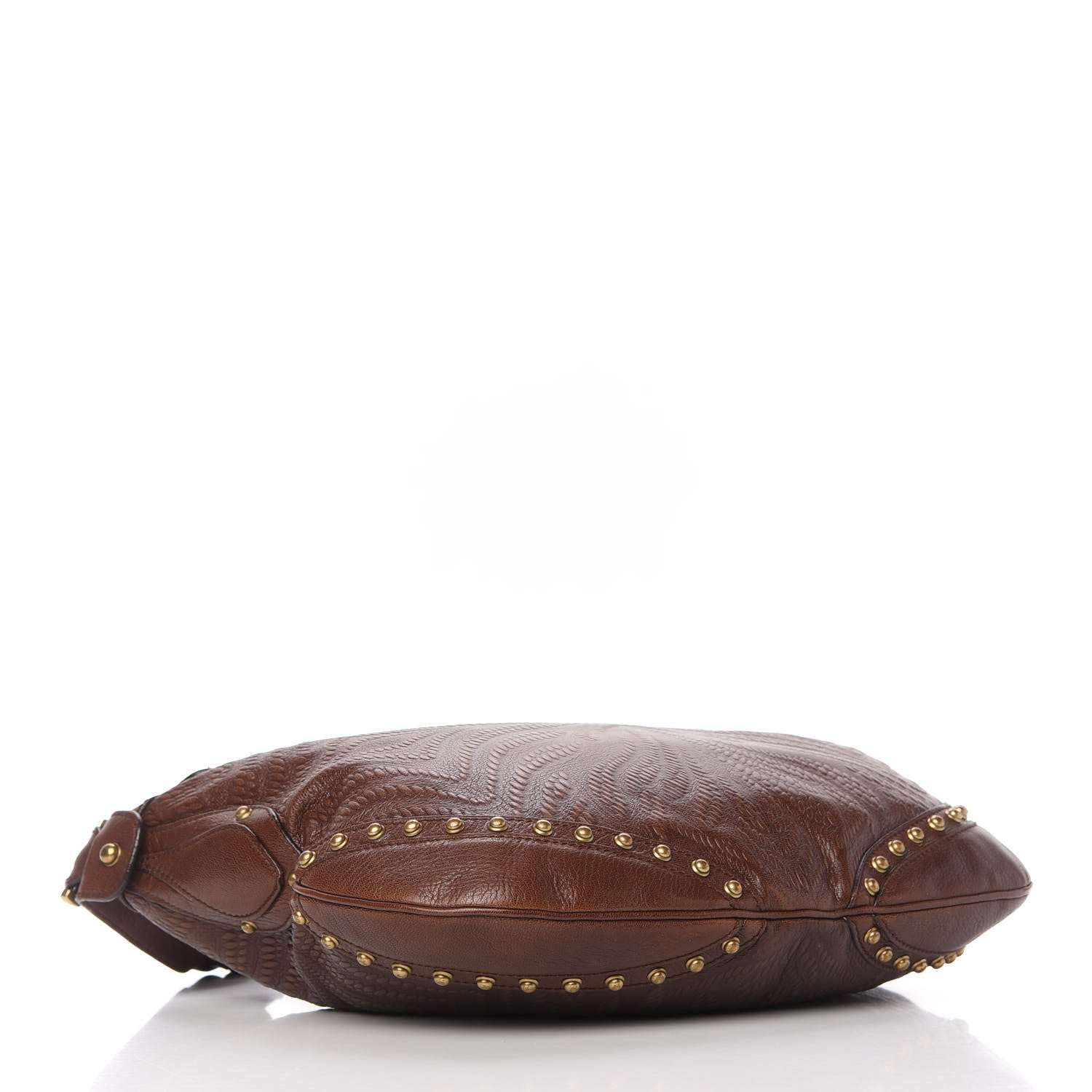 Gucci Calfskin Embossed Studded Pelham Messenger Bag Dark Brown 4 of 13