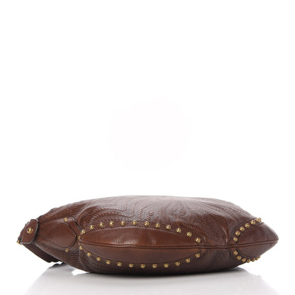 Gucci Calfskin Embossed Studded Pelham Messenger Bag Dark Brown 4 of 13