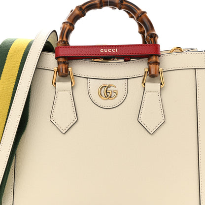 Gucci Textured Dollar Calfskin Web Small Diana Tote Bag Mystic White 8 of 14