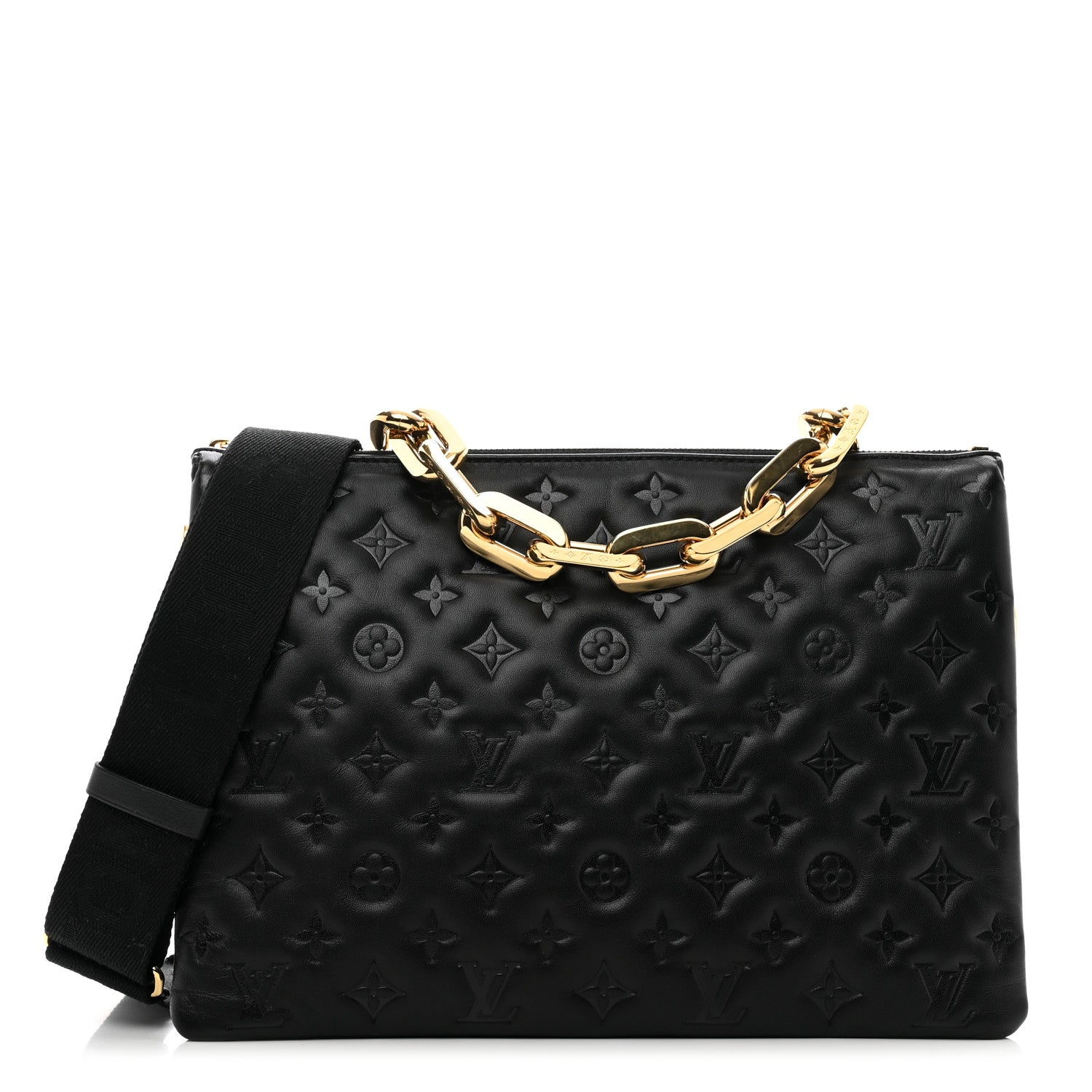 Louis Vuitton Lambskin Embossed Monogram Coussin MM Black 1 of 11