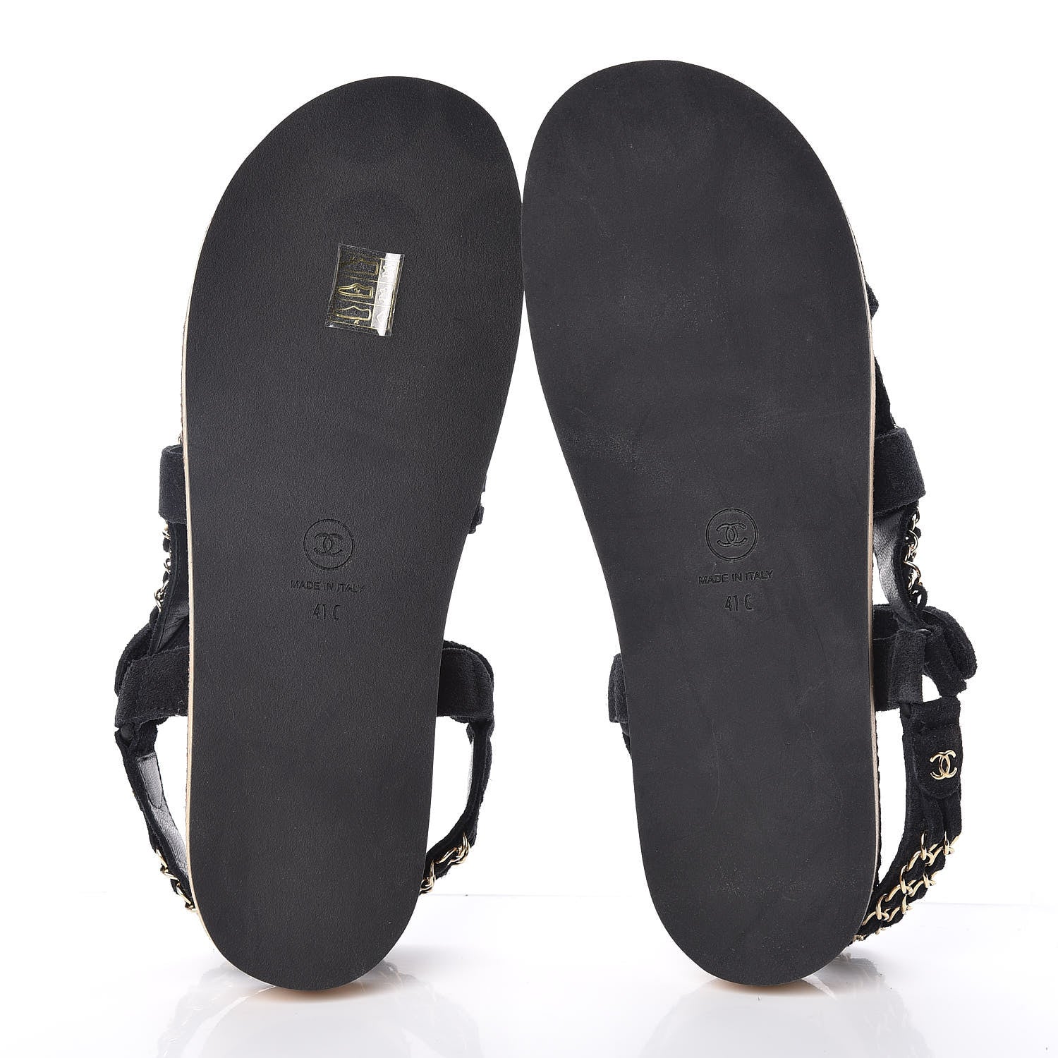 Chanel Suede Chain Flat Sandals 41 Black 5 of 11