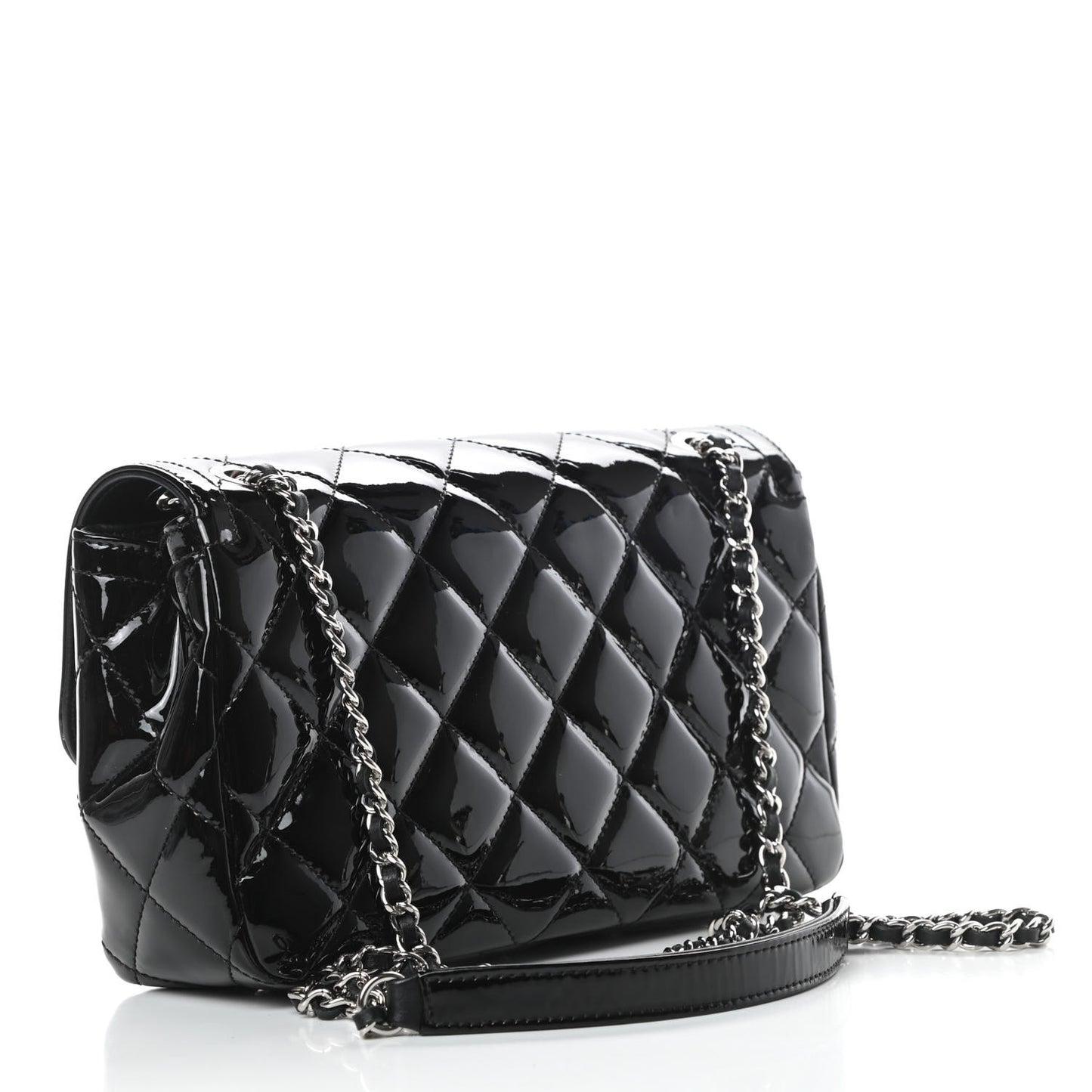 Patent Quilted Small Coco Shine Flap Black