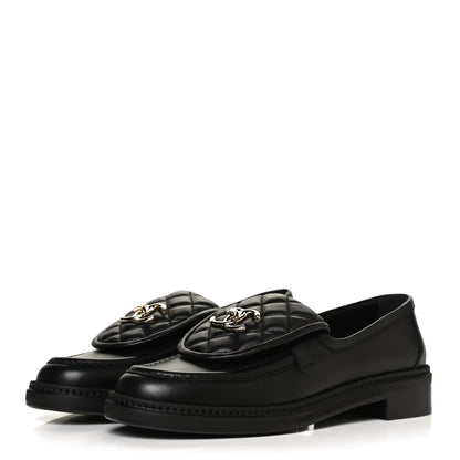 Chanel Lambskin Quilted CC Turnlock Loafers 38 Black 3 of 10