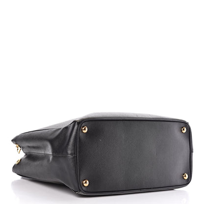 Prada Saffiano Lux Bi-Color Medium Tote Mercurio Black 4 of 21