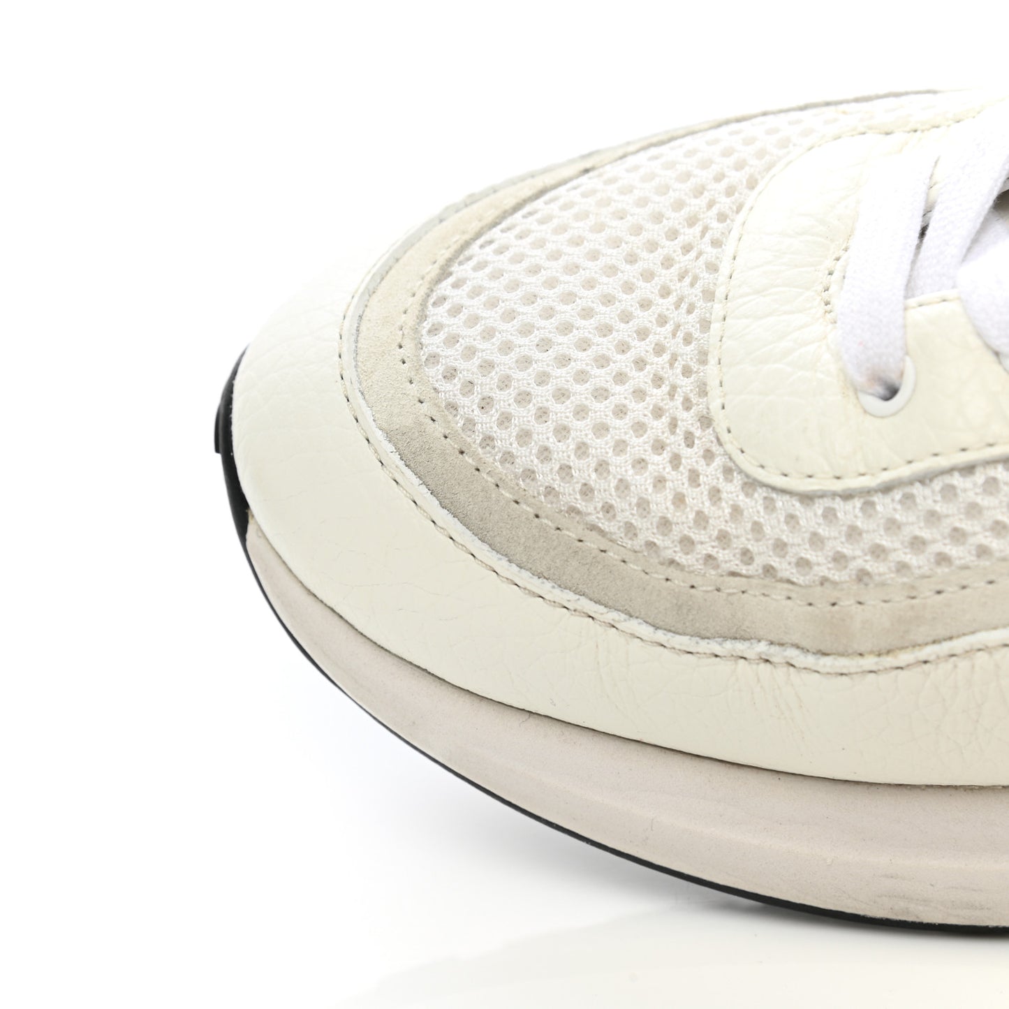 Calfskin Mesh Lycra Suede Womens Logo Sneakers 39 White