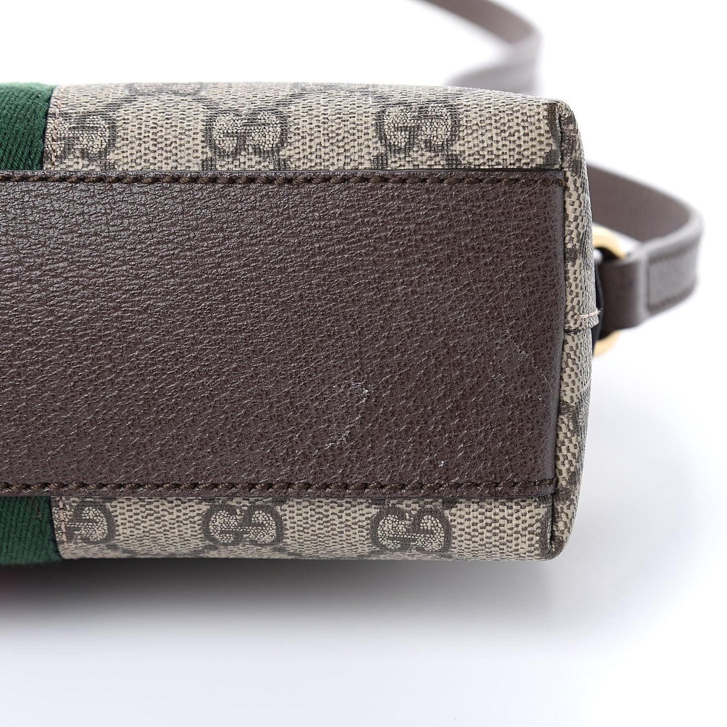 GG Supreme Monogram Textured Dollar Calfskin Web Small Ophidia Dome Shoulder Bag Beige Ebony New Acero
