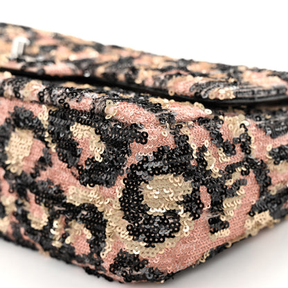 Chanel Sequin Leopard Print Quilted Medium Single Flap Pink Gold 10 of 11