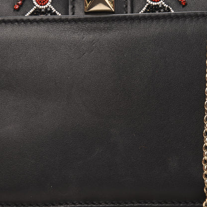 Valentino Garavani Vitello Crystal Lipstick Embellished Small Glam Lock Rockstud Flap Black 11 of 14