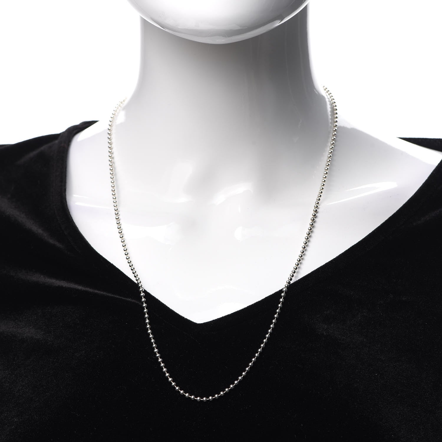 Tiffany Sterling Silver 4mm Beads Necklace 24" 2 of 5
