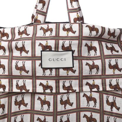Gucci Canvas Equestrian Print Garment Weekend Travel Bag 5 of 9