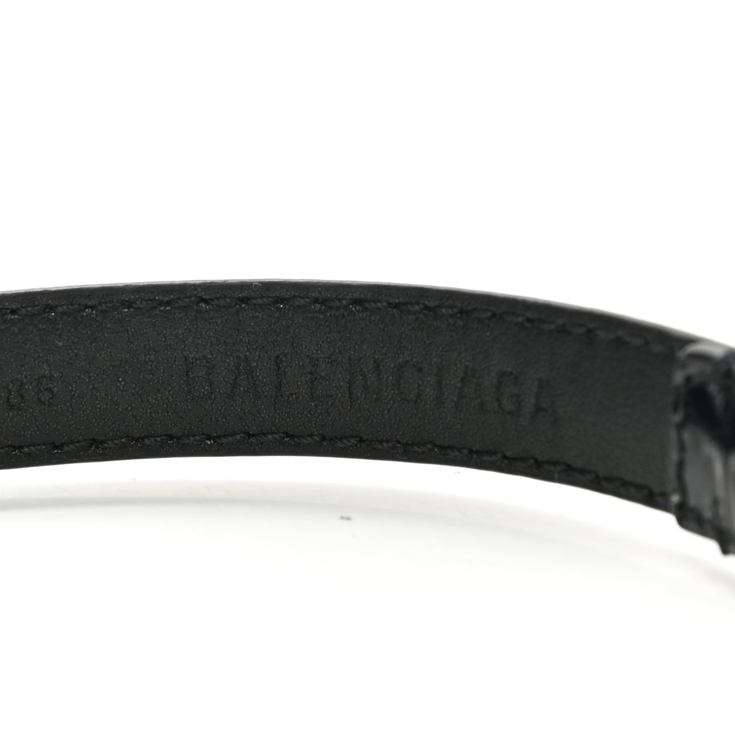 Shiny Calfskin Crocodile Embossed BB 15mm Thin Belt 85 34 Black