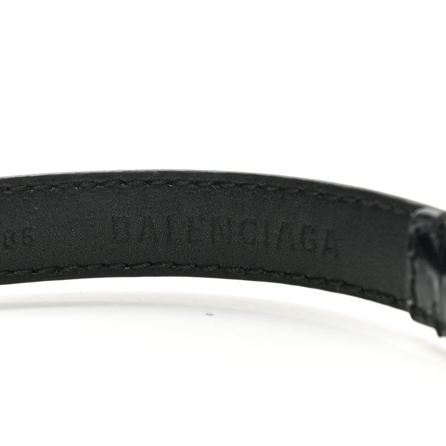 Balenciaga Shiny Calfskin Crocodile Embossed BB 15mm Thin Belt 85 34 Black 3 of 5