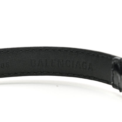 Balenciaga Shiny Calfskin Crocodile Embossed BB 15mm Thin Belt 85 34 Black 3 of 5