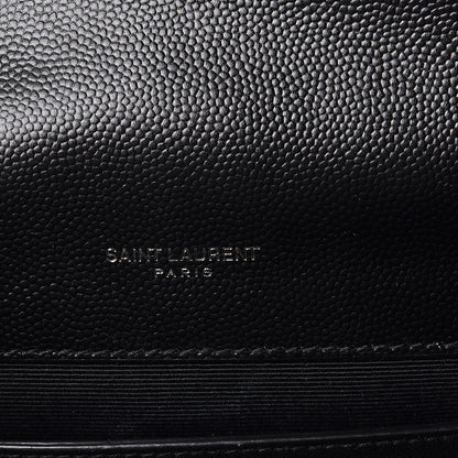 Saint Laurent Grain De Poudre Textured Mixed Matelasse Triquilt Medium Monogram Satchel Black 8 of 10