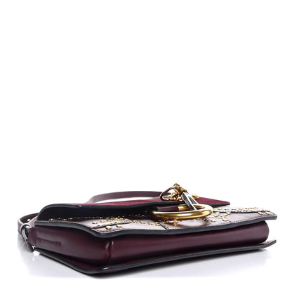 Chloe Suede Calfskin Studded Small Faye Shoulder Bag Dark Purple 4 of 7
