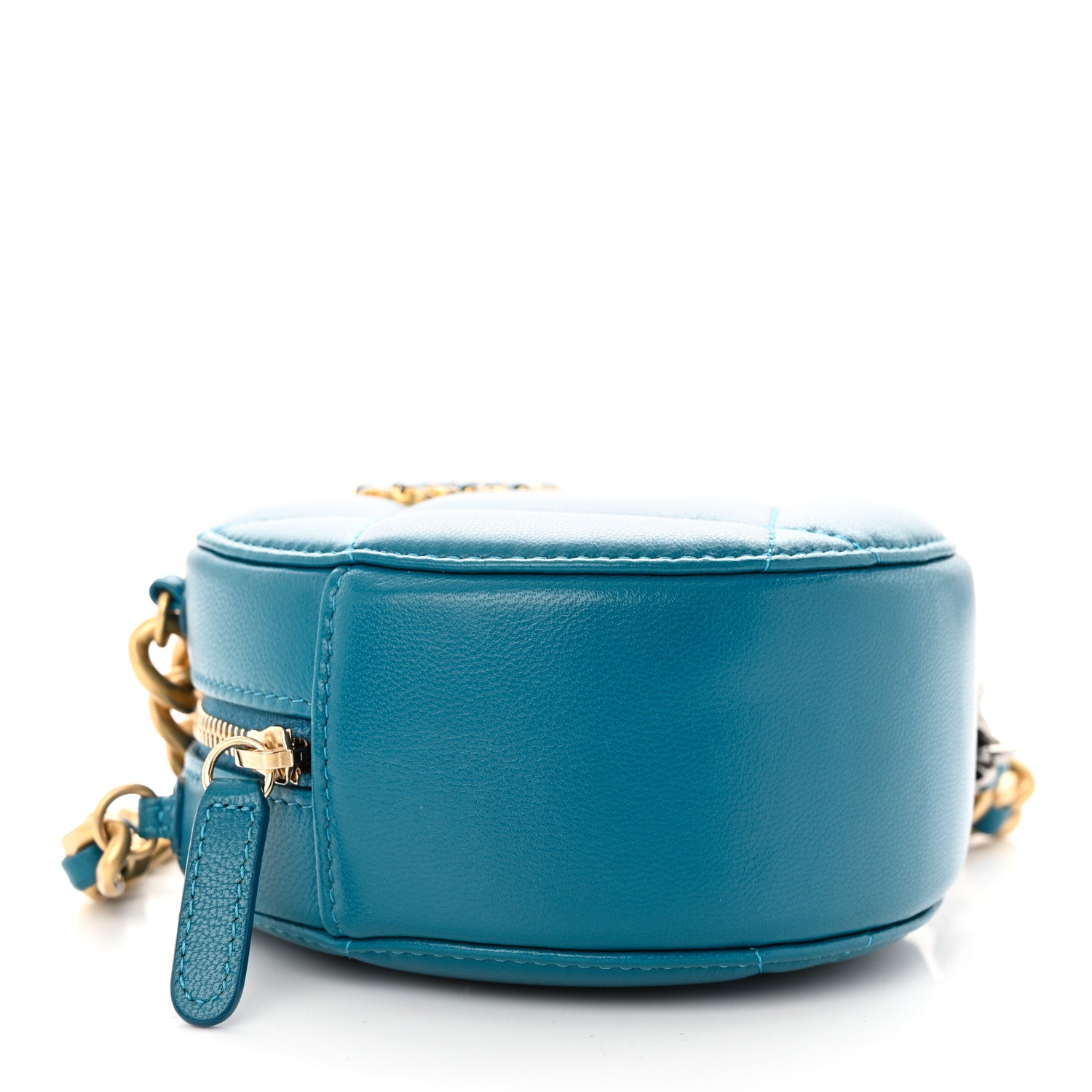 Chanel Lambskin Quilted Chanel 19 Round Clutch With Chain Blue 4 of 10