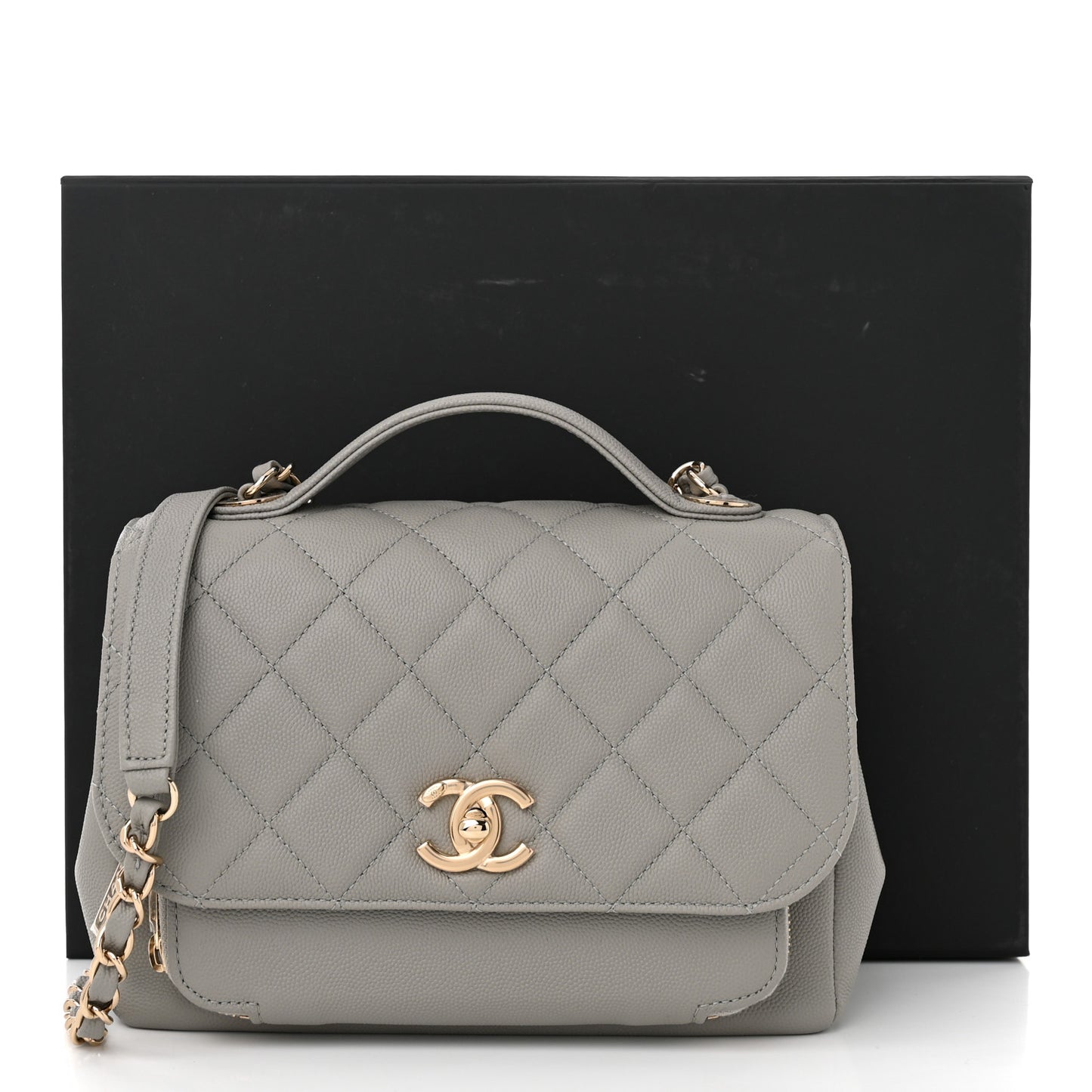 Caviar Quilted Medium Business Affinity Flap Grey