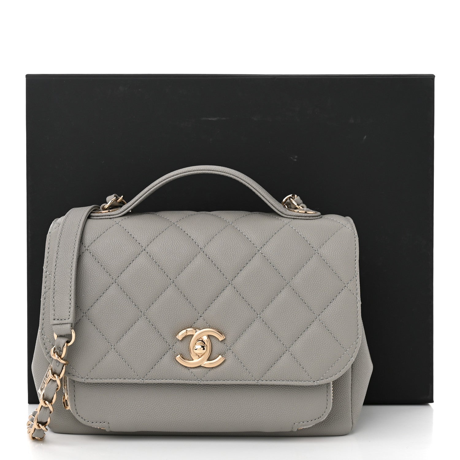 Chanel Caviar Quilted Medium Business Affinity Flap Grey 11 of 11