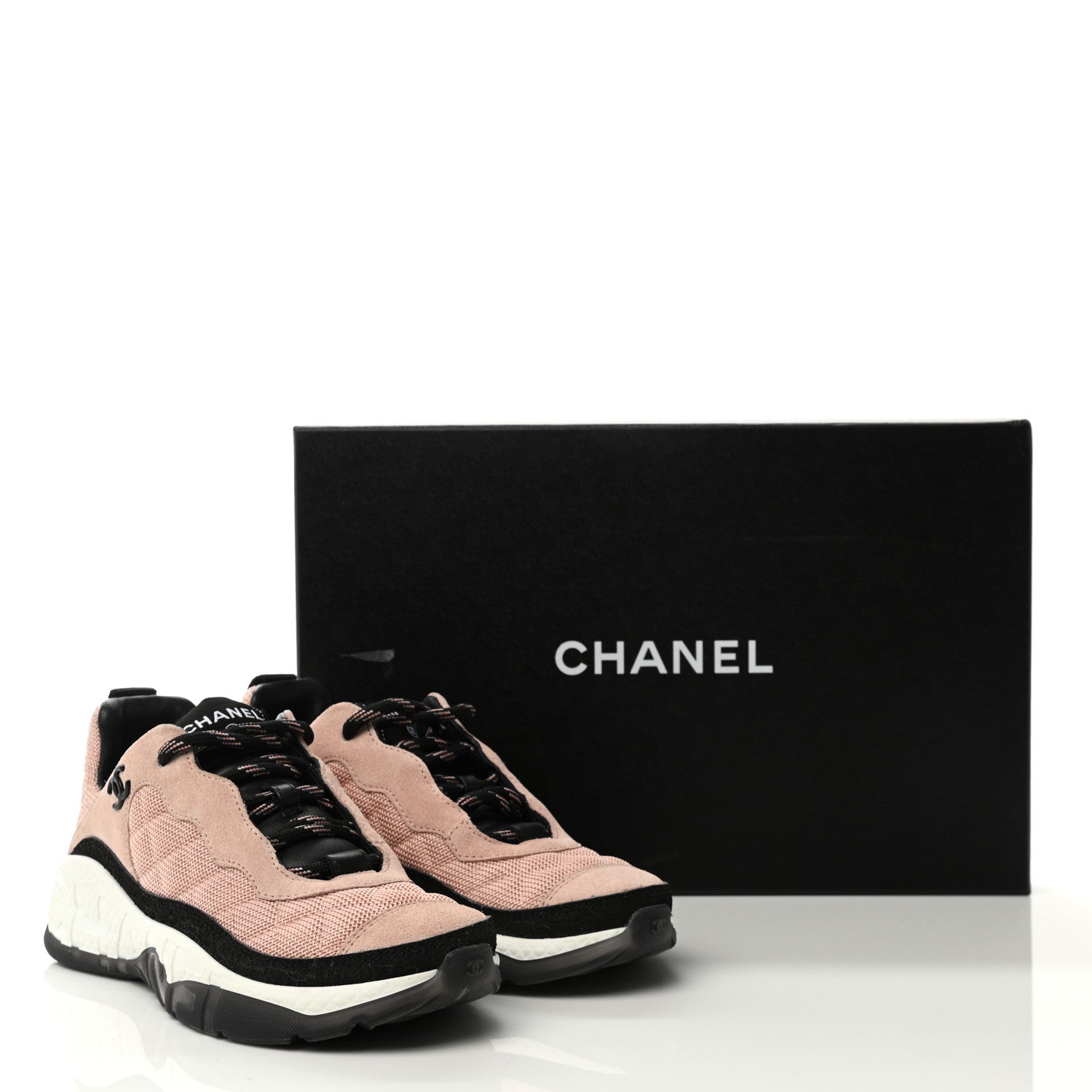 Chanel Mesh Suede Calfskin Quilted Sneakers 35 Pink Beige 9 of 9