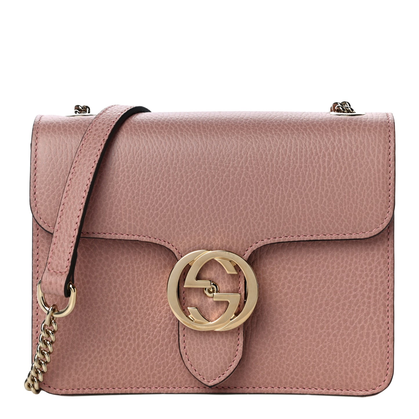 Dollar Calfskin Small Interlocking G Shoulder Bag Soft Pink