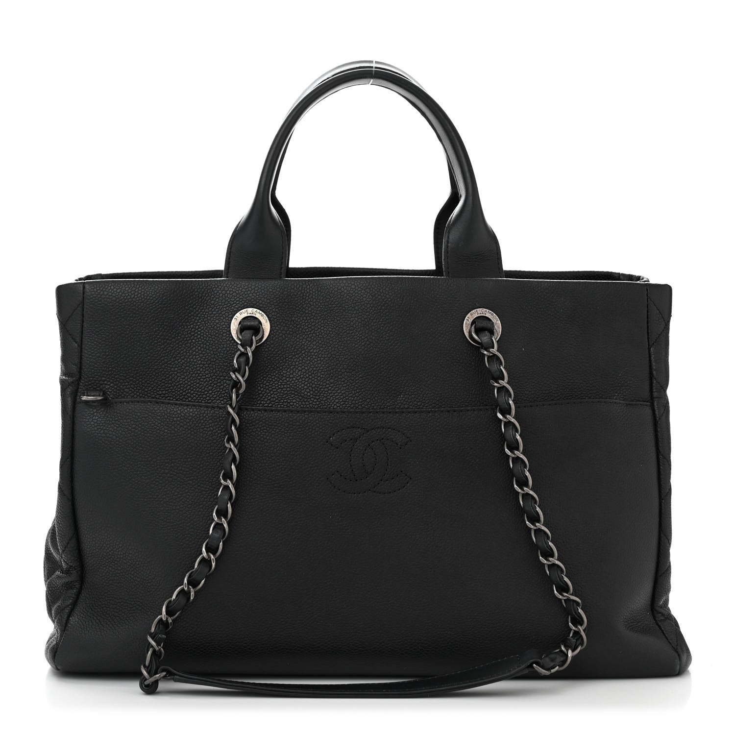Chanel Caviar Lambskin Quilted Large Coco Break Shopping Bag Black 13 of 13