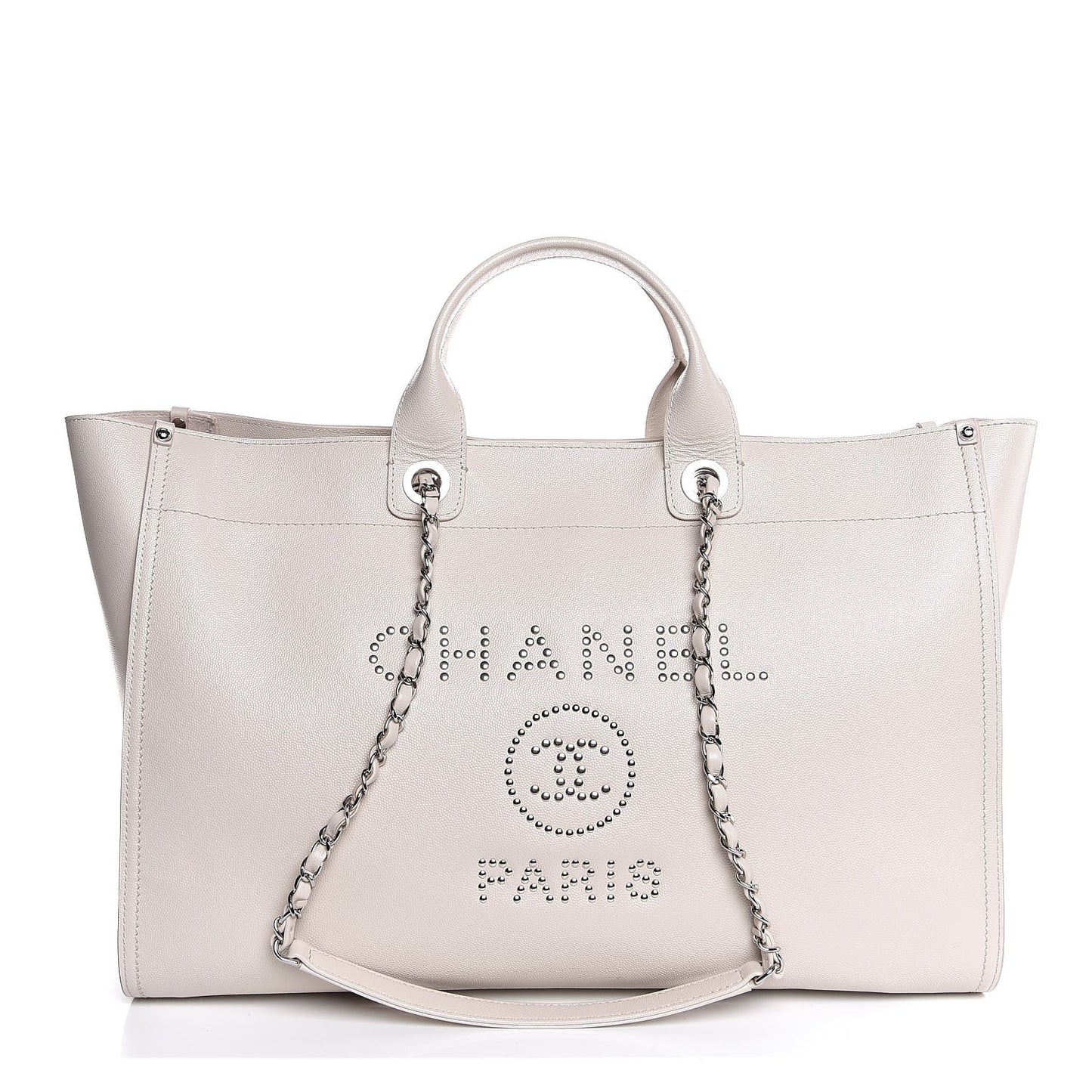 Caviar Extra Large Studded Deauville Tote Ivory