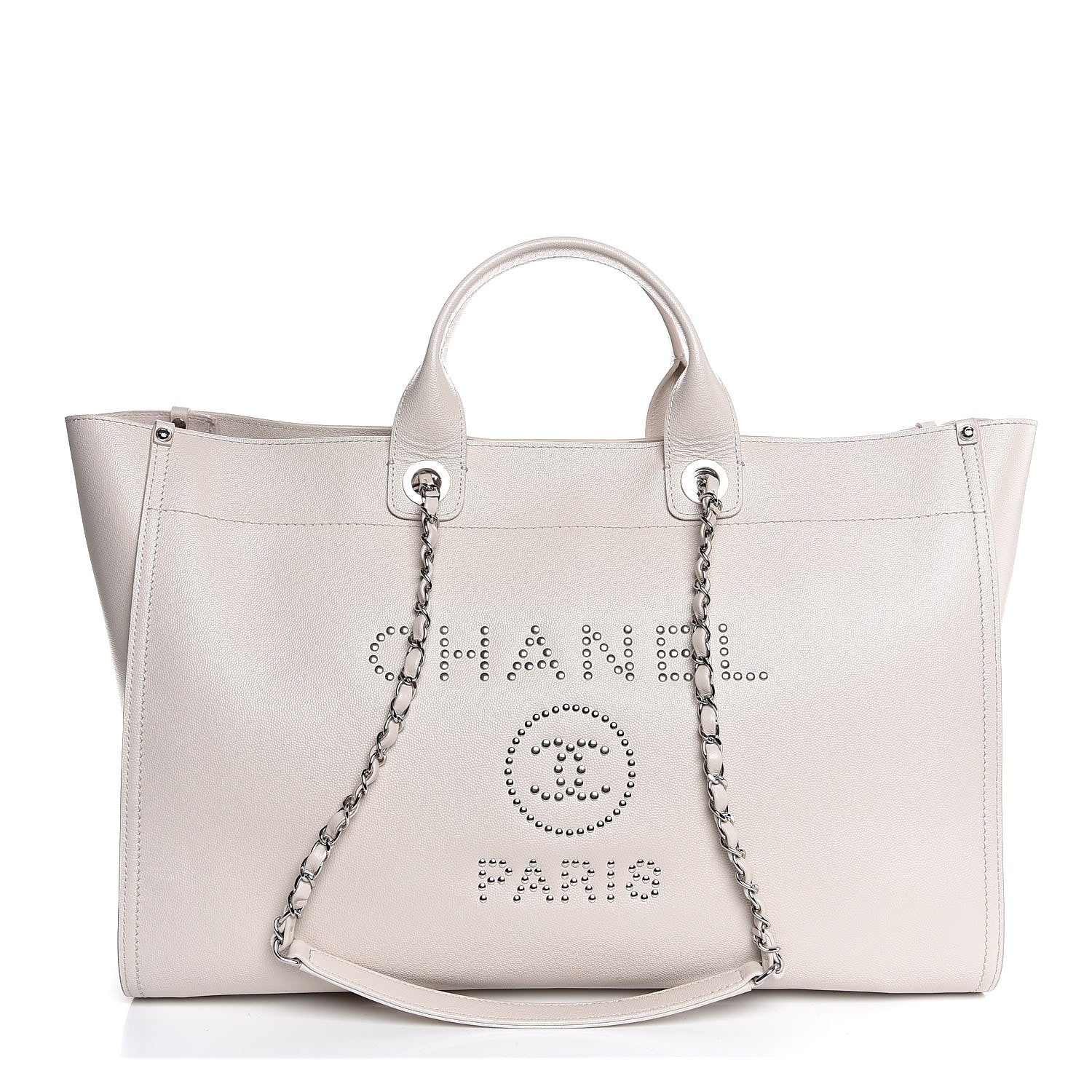 Chanel Caviar Extra Large Studded Deauville Tote Ivory 1 of 7