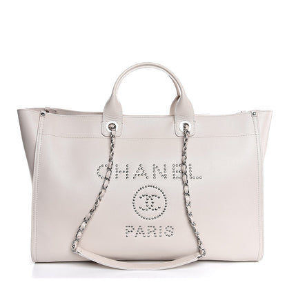 Chanel Caviar Extra Large Studded Deauville Tote Ivory 1 of 7