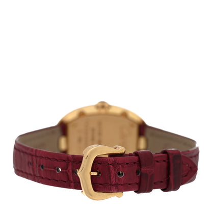 Cartier 18K Yellow Gold Alligator 24mm Baignoire Quartz Watch Burgundy 3 of 5