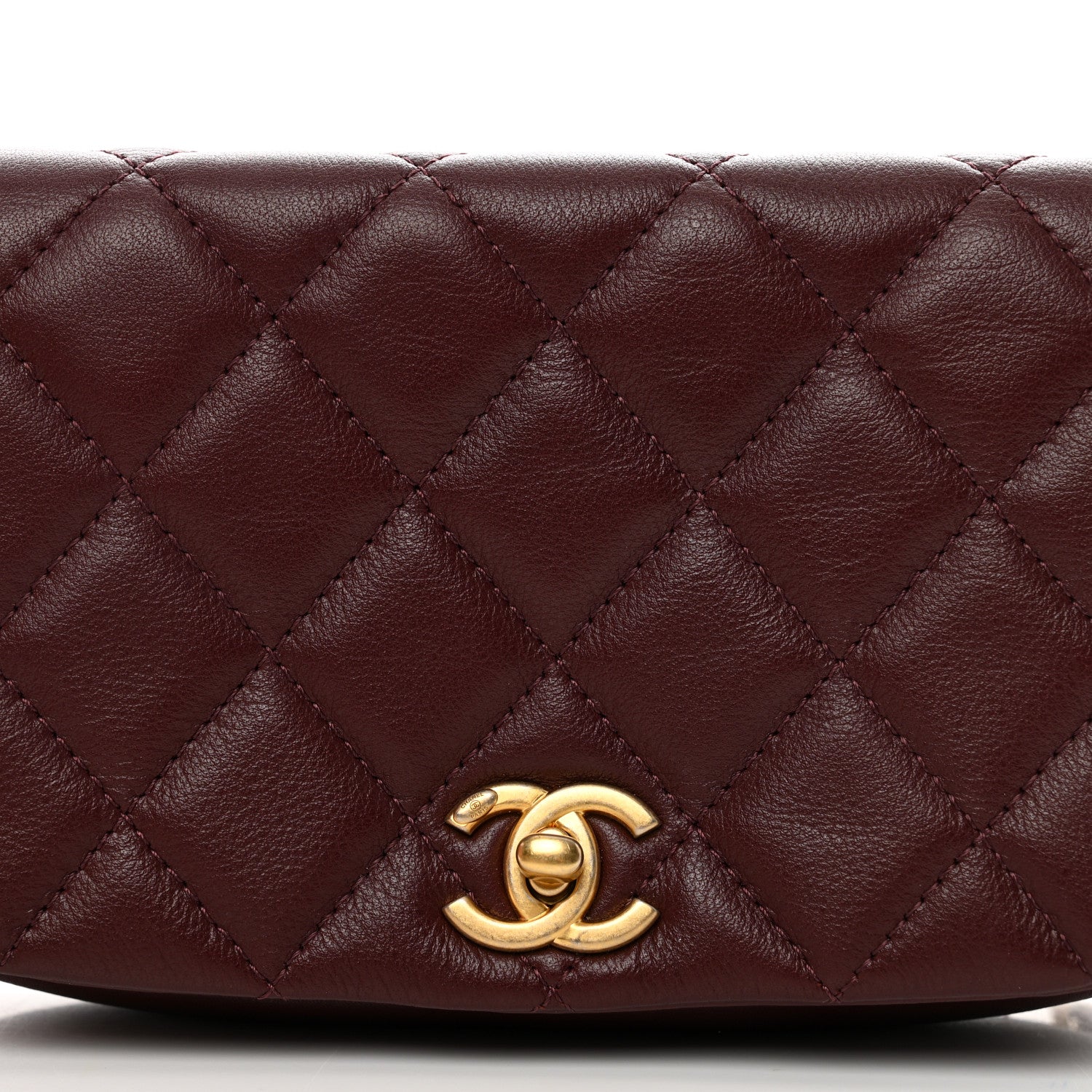 Chanel Calfskin Quilted Coco Mail Clutch With Chain Burgundy 5 of 11