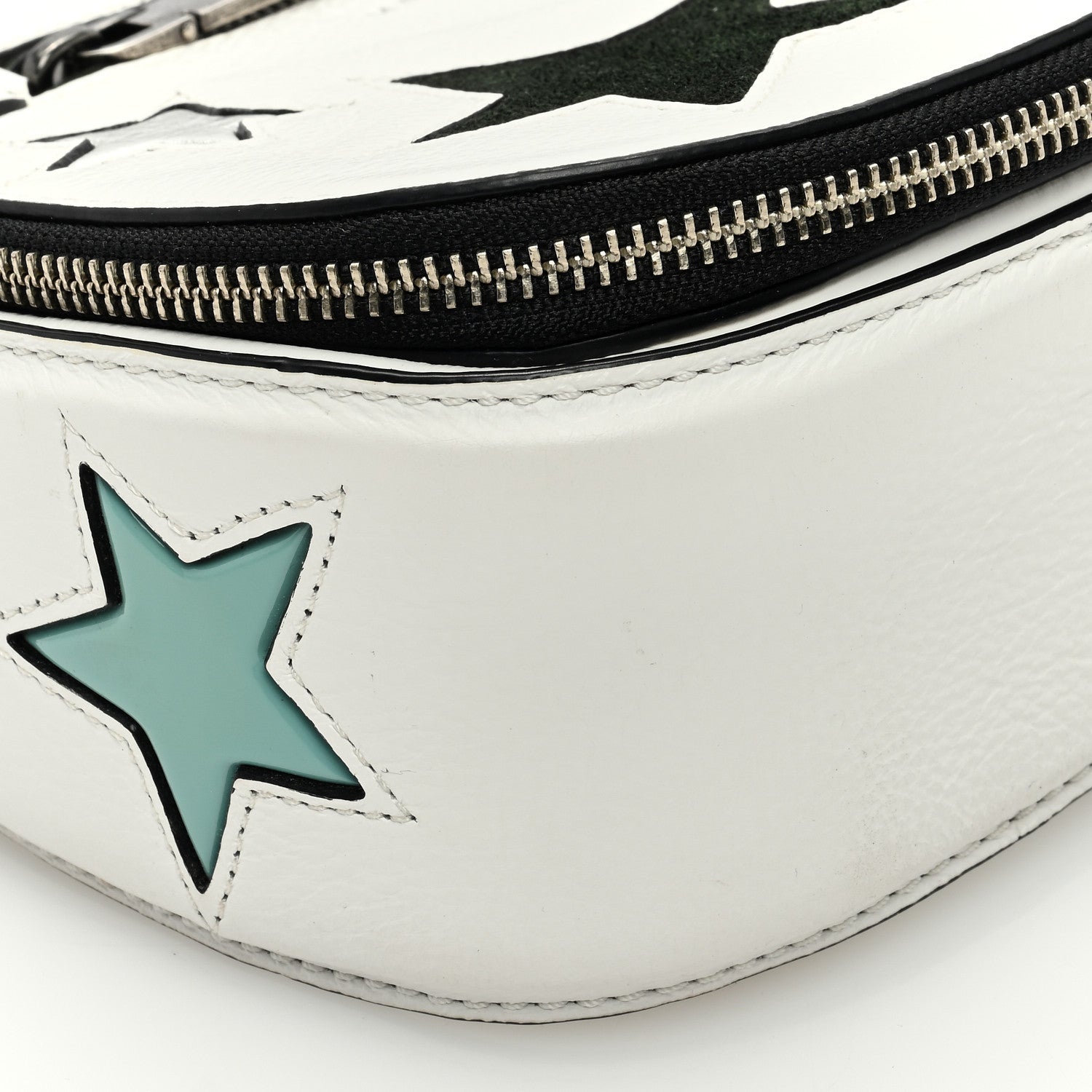 Marc Jacobs Pebbled Calfskin Star Patchwork Small Saddle Bag White Multicolor Almond 7 of 8