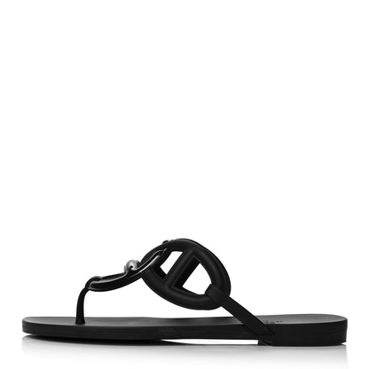 Hermes Rubber Womens Egerie Sandals 36 Black 1 of 9