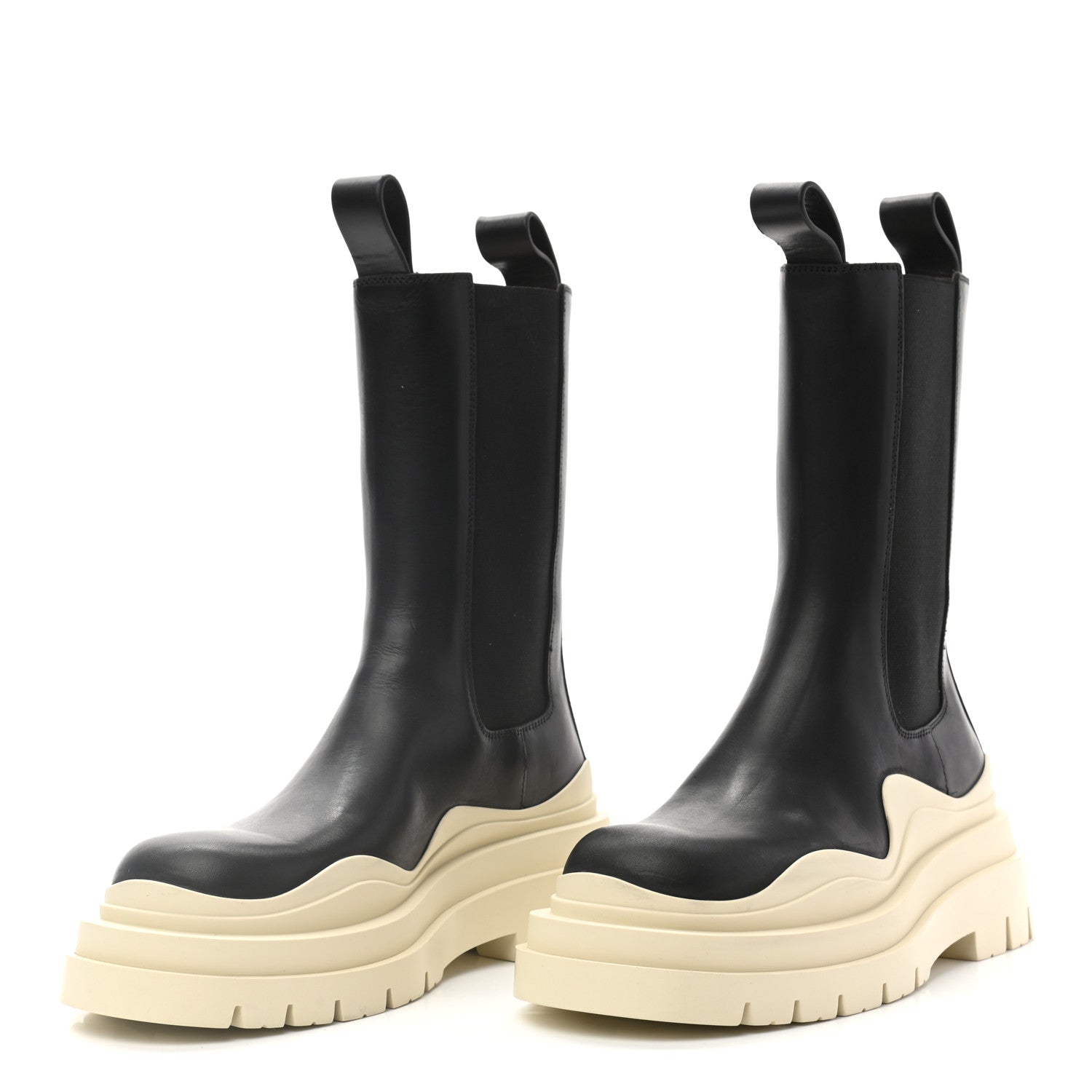 Bottega Veneta Calfskin The Tire Chelsea Boots 36 Black Sea Salt 3 of 11