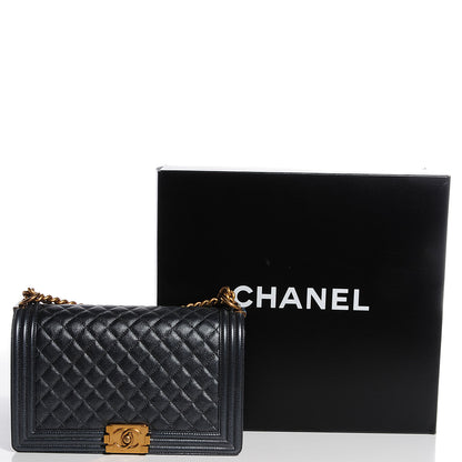 Chanel Pearl Calfskin New Medium Boy Flap Dark Grey 5 of 11