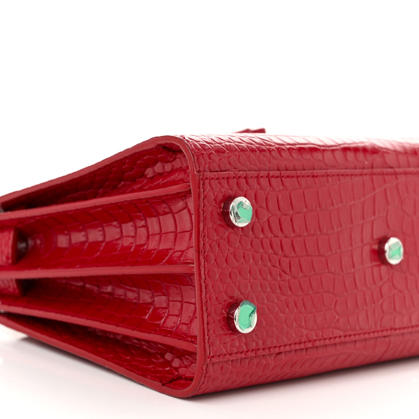 Calfskin Crocodile Embossed Nano Sac De Jour Red
