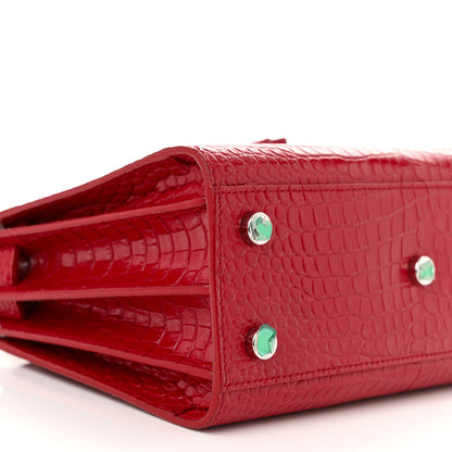 Saint Laurent Calfskin Crocodile Embossed Nano Sac De Jour Red 8 of 10