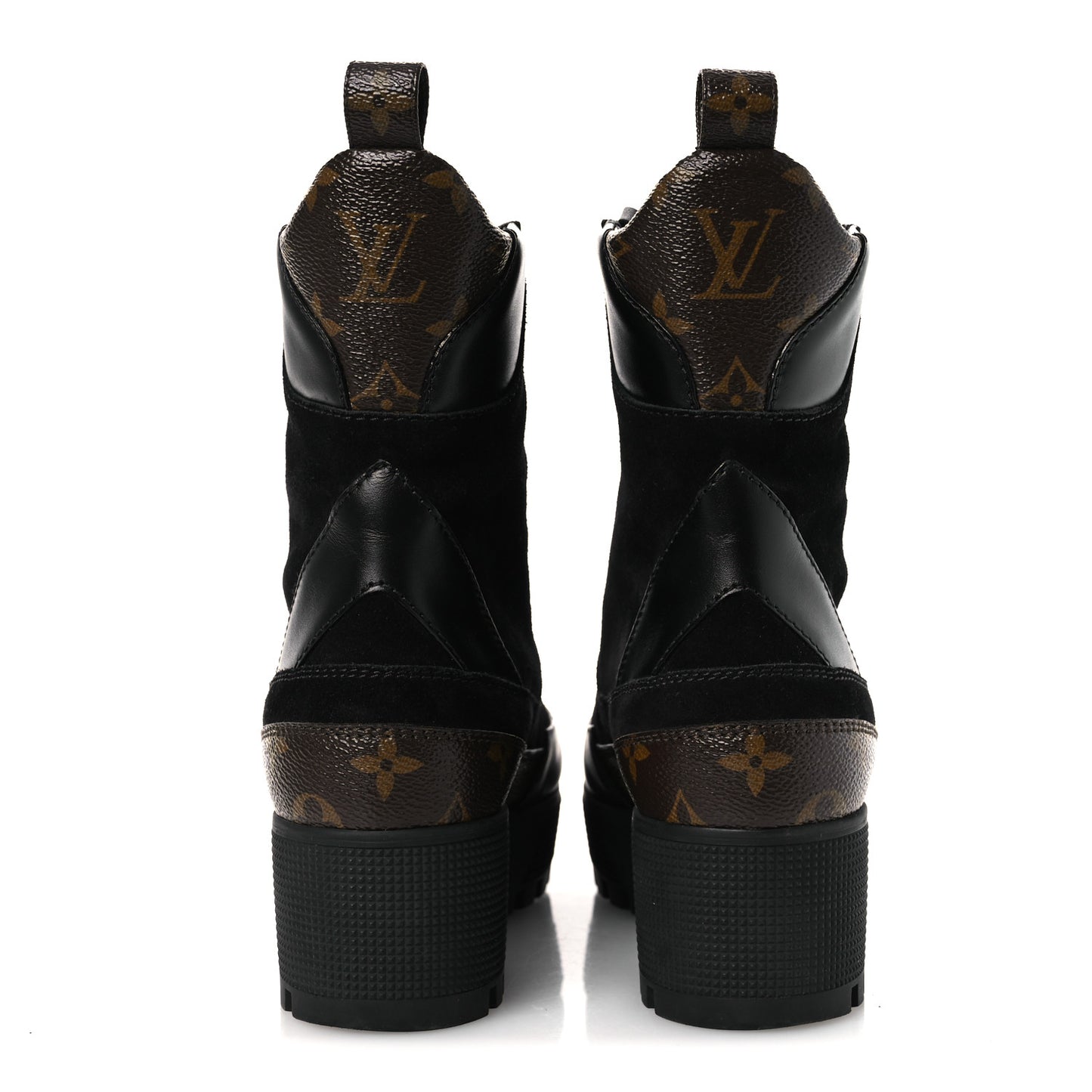 Suede Calfskin Monogram Laureate Platform Desert Boots 36 Black