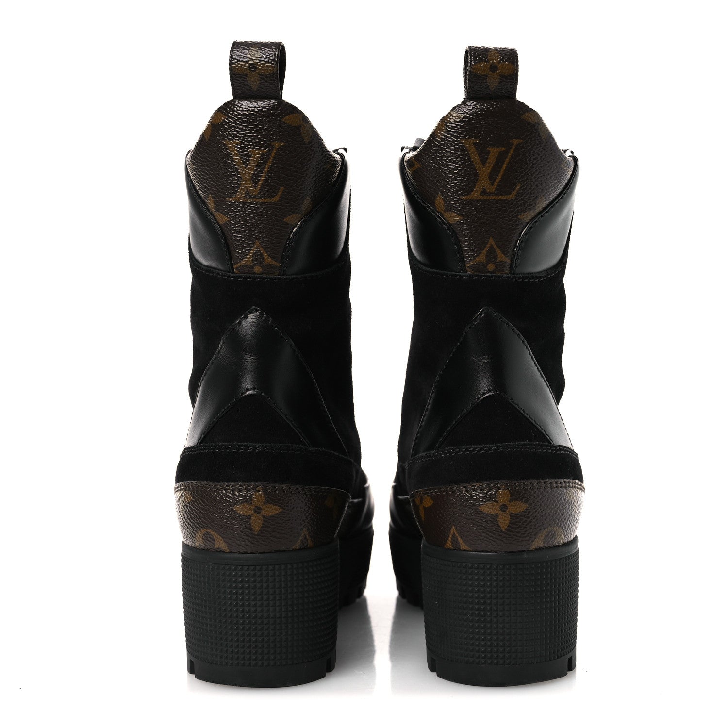 Louis Vuitton Suede Calfskin Monogram Laureate Platform Desert Boots 36 Black 6 of 13