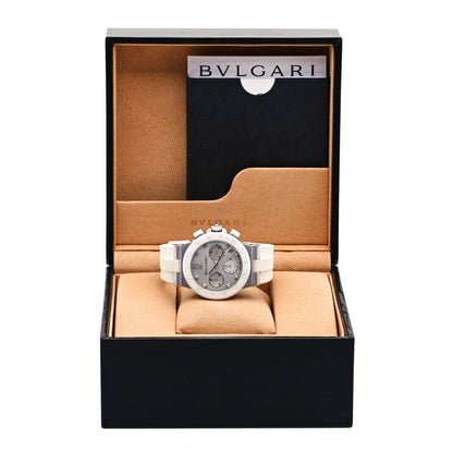 Bulgari Stainless Steel Ceramic Rubber Diamond Mother of Pearl 37mm Diagono Chronograph Automatic Watch 5 of 5