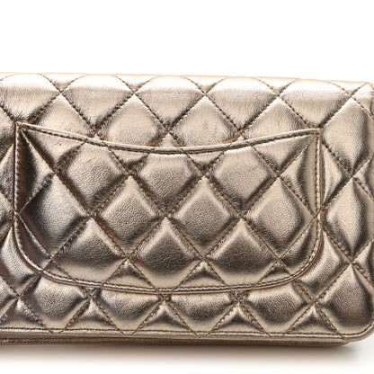 Chanel Metallic Lambskin Quilted Wallet On Chain WOC Gold Black 13 of 13