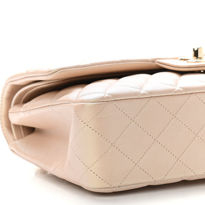 Chanel Iridescent Calfskin Quilted Medium Double Flap Beige 9 of 11