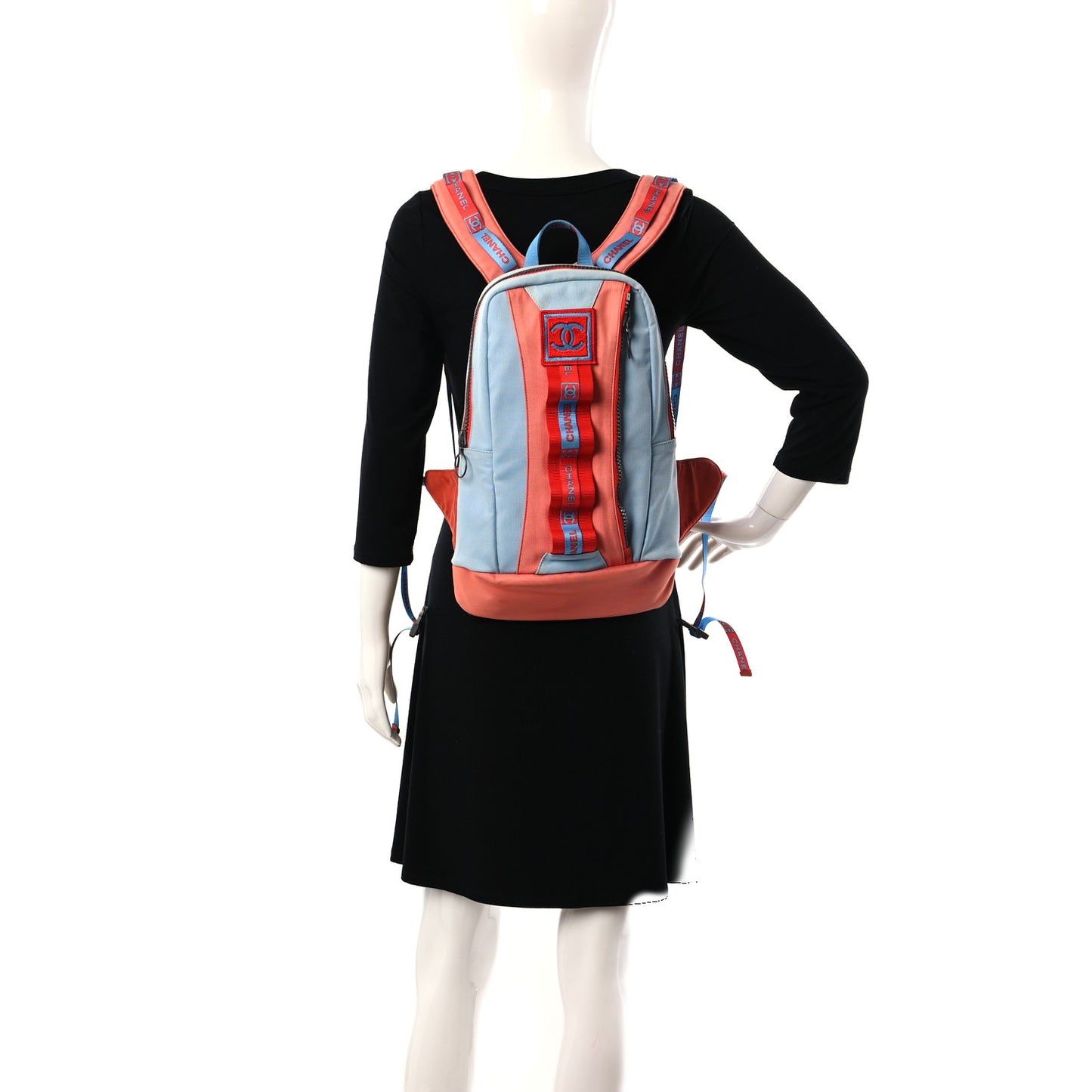 Nylon Sports Backpack Blue Orange