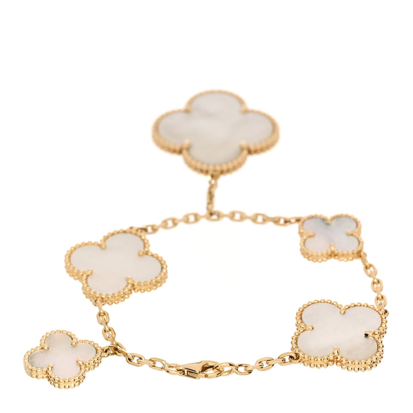18K Yellow Gold Mother of Pearl 5 Motifs Magic Alhambra Bracelet