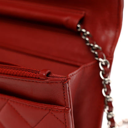 Chanel Lambskin Quilted Wallet On Chain WOC Red 12 of 12